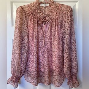 LOFT pink print blouse with camisole